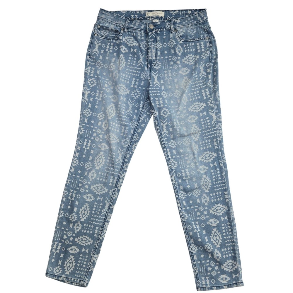 C Est 1946 Denim Tribal Aztec Print Jeans W 12 Boho Western Stretch Southwestern